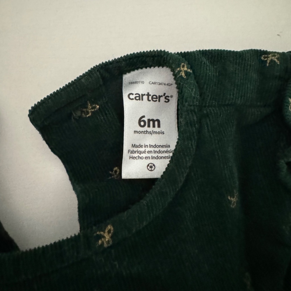 Carter’s Bow Print Holiday Cord dress (Size 6 months) - Picture 3 of 3